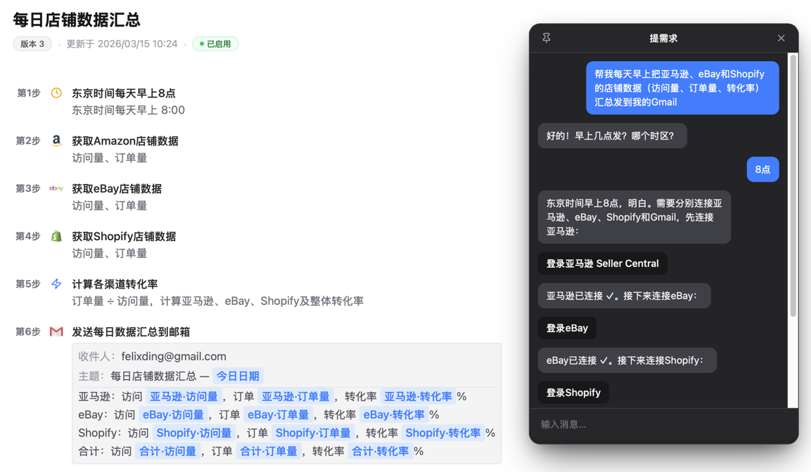 Aqua Blue自动汇总多个店铺数据并定时发送邮件